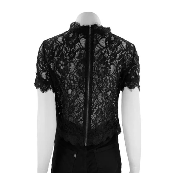 ZARA Floral Lace Black Short Sleeve Top - Picture 4 of 16